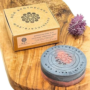 Activated Charcoal & Moroccan Rose Clay Soap — NŪR Skincare